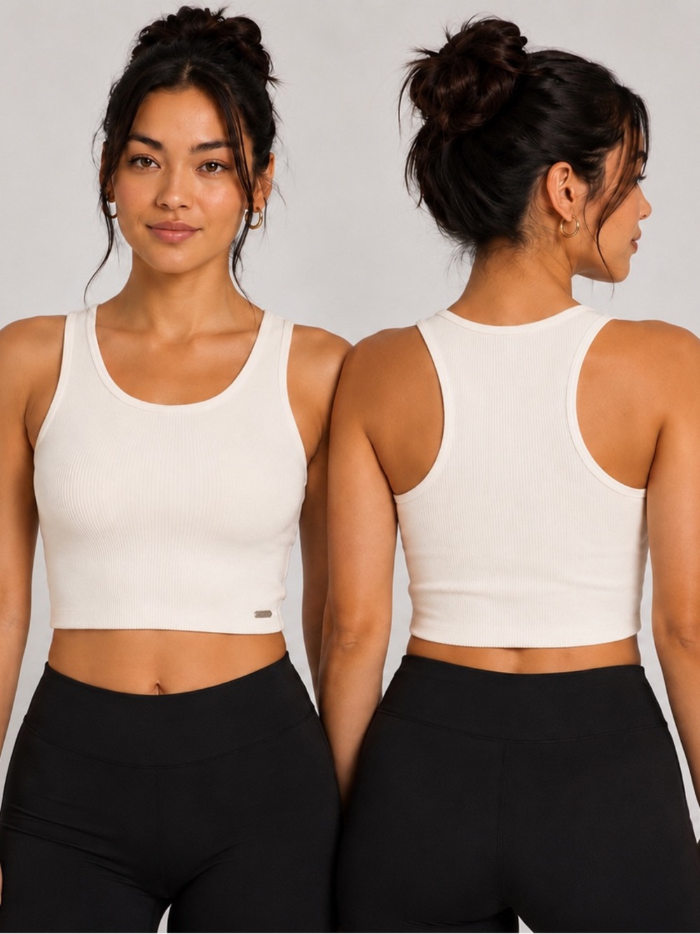 Gilly Hicks White Ribbed Crop Tank